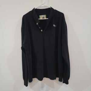 Macks Prairie‎ Wings Mens Henley Fleece Sweater Size XL Black Outerwear Hunting